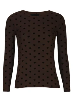Discount Liberte Mesh-Ls-Tshirt 22065 Dark Brown Black Flock Heart