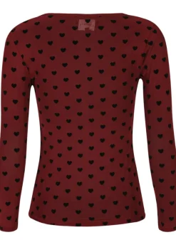 Online Liberte Mesh-Ls-Tshirt 22065 Bordeaux Black Flock Heart
