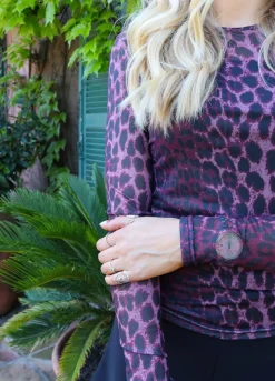 Online Liberte Mesh-Ls-Tshirt 22065 Bordeaux Lux Leo