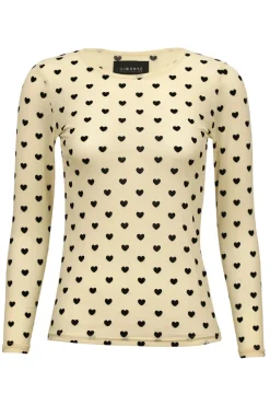 Discount Liberte Mesh-Ls-Tshirt 22065 Ivory Black Flock Heart