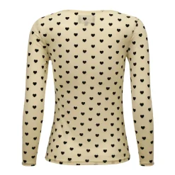 Discount Liberte Mesh-Ls-Tshirt 22065 Ivory Black Flock Heart