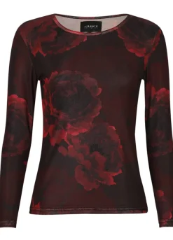 Clearance Liberte Mesh-Ls-Tshirt 22065 Black Bordeaux Flower