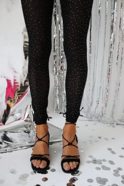 Clearance Liberte Mesh-Sparkle-Leggings Black Diamond Dot
