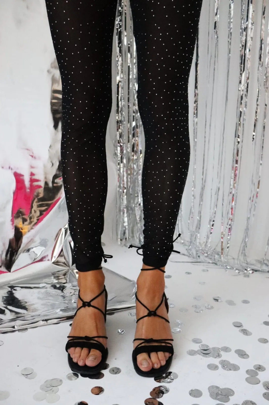 Clearance Liberte Mesh-Sparkle-Leggings Black Diamond Dot