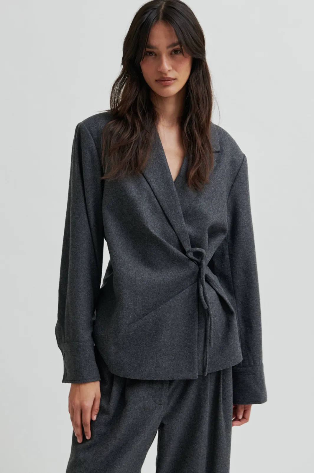 Outlet Second Female Milea Wrap Shirt 60267 7003 Dark grey melange