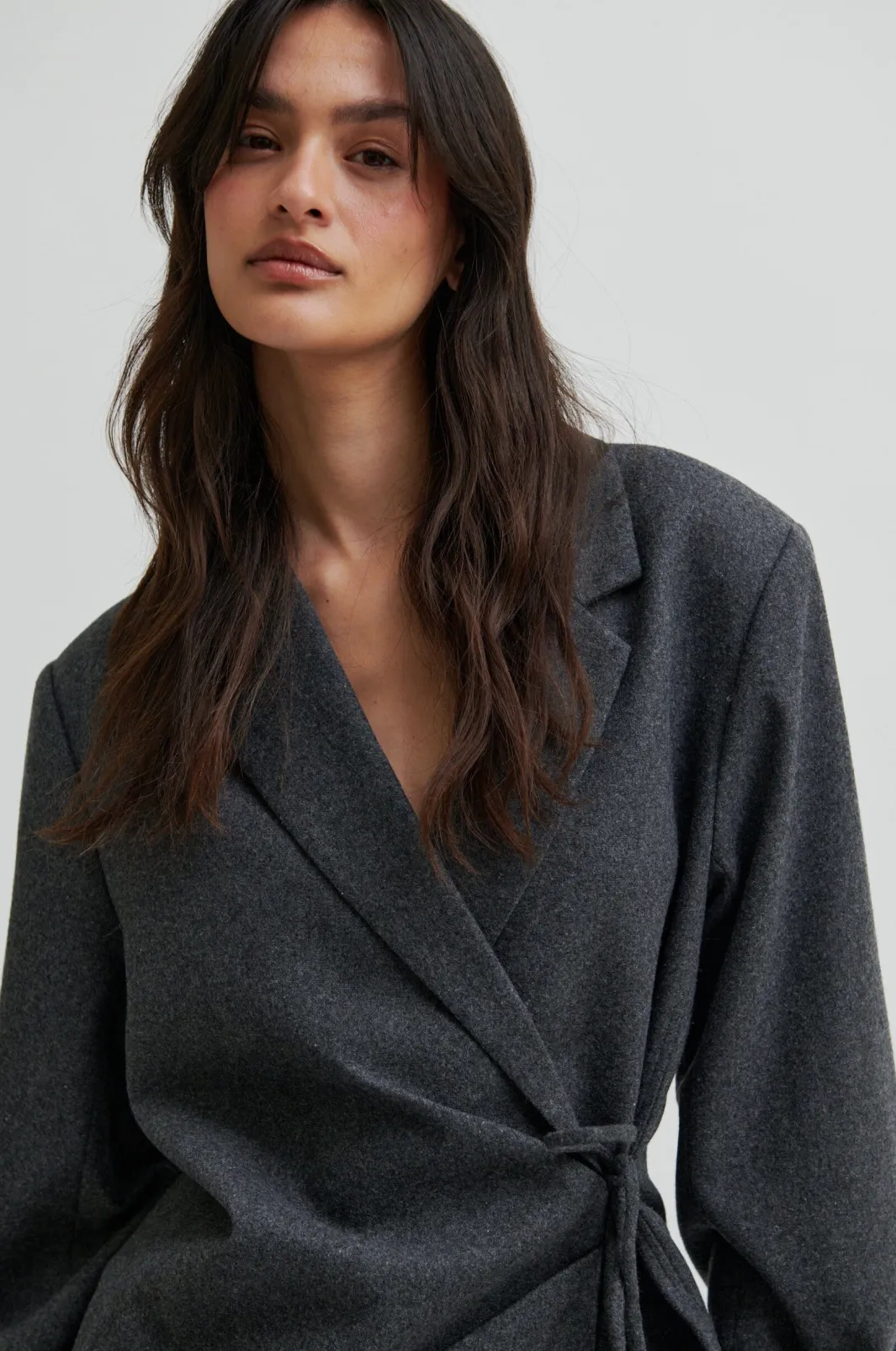Outlet Second Female Milea Wrap Shirt 60267 7003 Dark grey melange