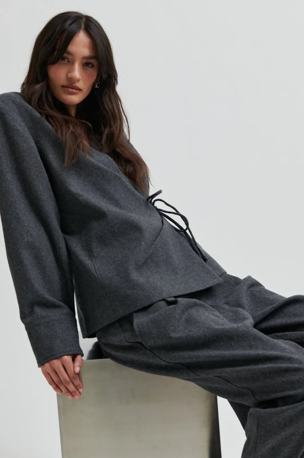 Outlet Second Female Milea Wrap Shirt 60267 7003 Dark grey melange
