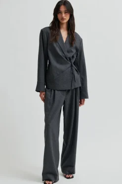 Outlet Second Female Milea Wrap Shirt 60267 7003 Dark grey melange