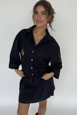 Outlet Continue Mili Pinstripe Patch 14999 Navy Blue Stripe