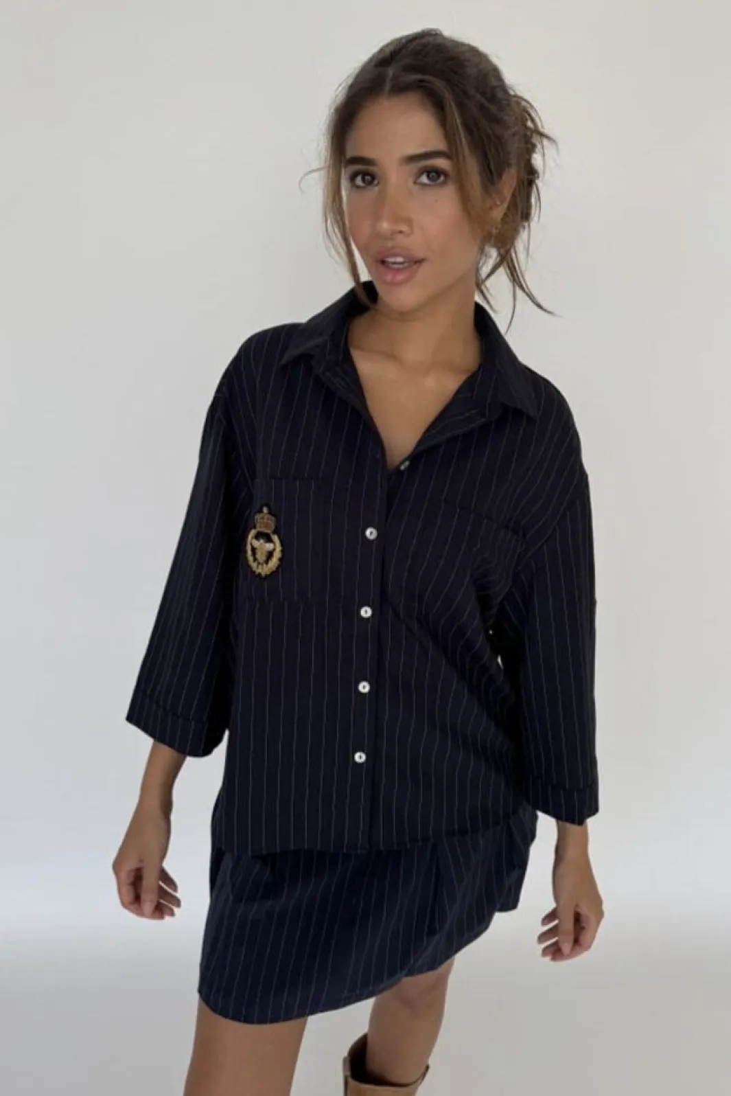 Outlet Continue Mili Pinstripe Patch 14999 Navy Blue Stripe