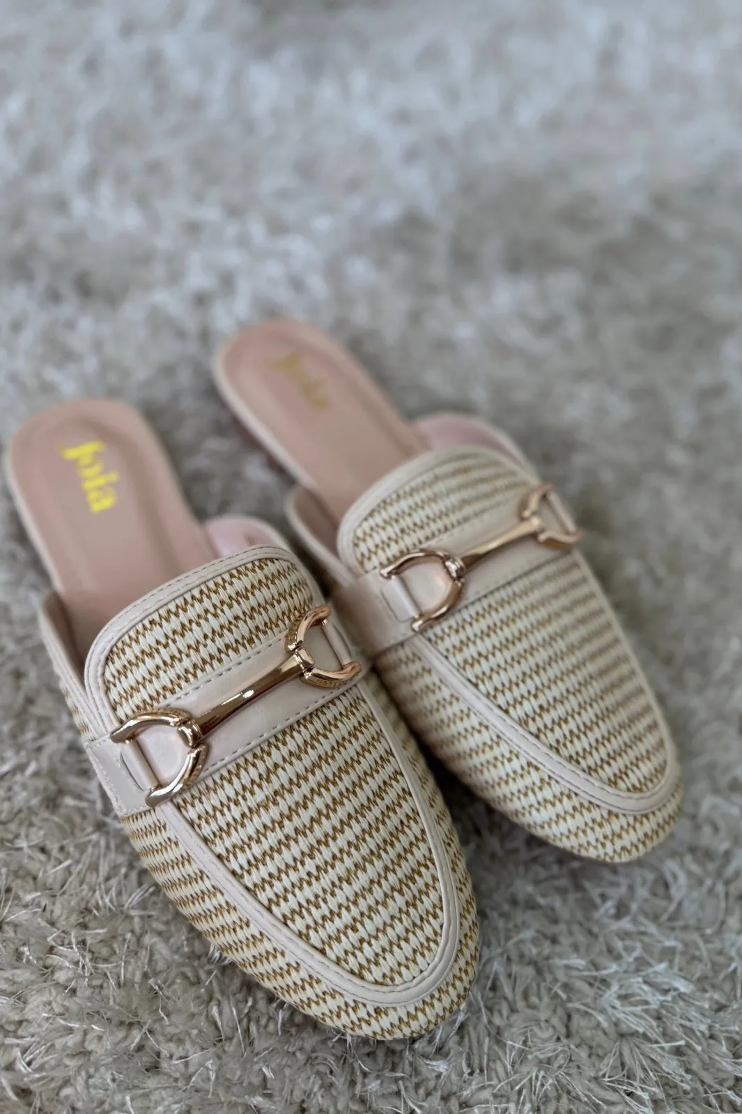 Clearance Bloom Mimosa Mules Beige