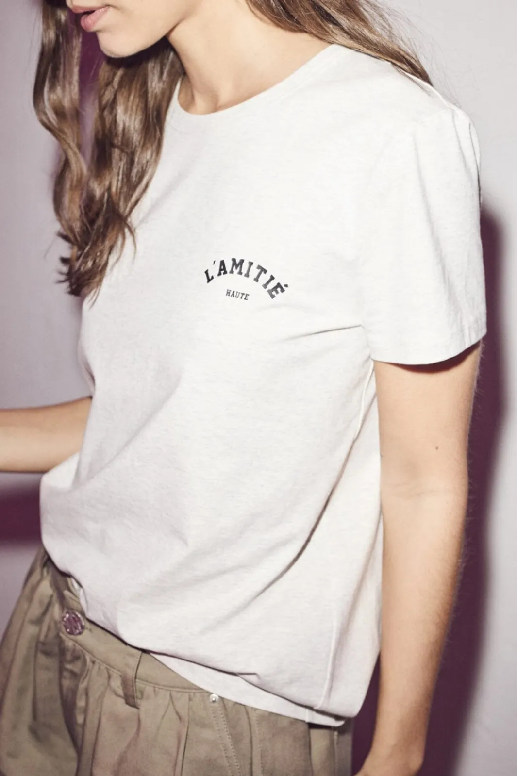 Outlet Haute L'Amitié Mini Curve Logo Tee HL10097 Pearl Melange