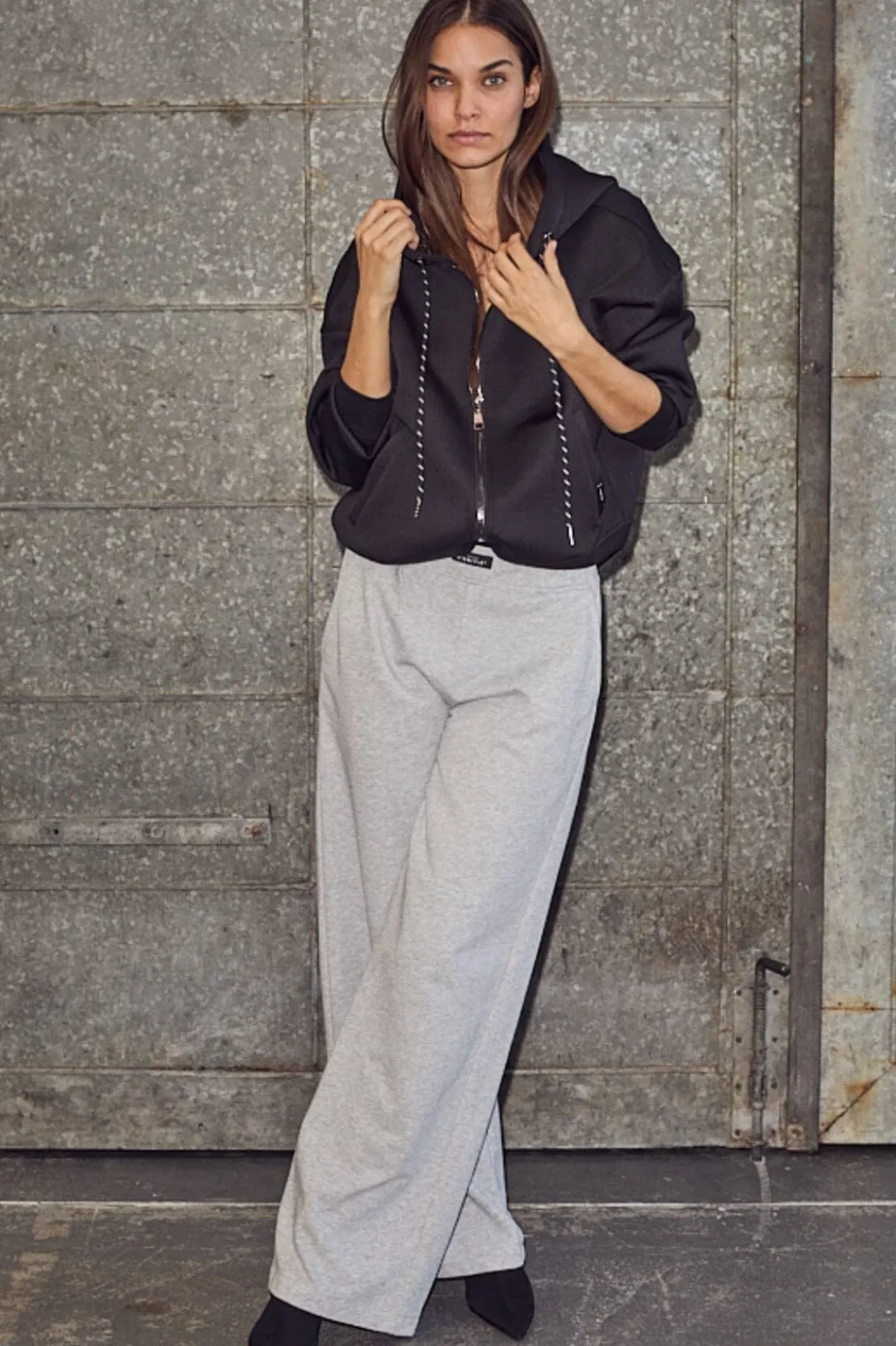 Online Haute L'Amitié Mini Curve Loose Pant HL10264 Grey Melangé