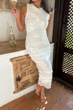 Discount BYIC Miraic Mesh Dress A23766 White Flower
