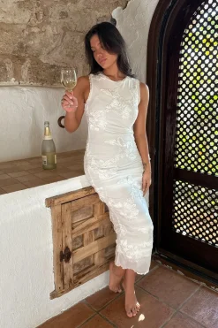 Discount BYIC Miraic Mesh Dress A23766 White Flower