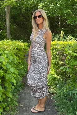 Clearance BYIC Miraic Mesh Dress A23631 Brown Zebra