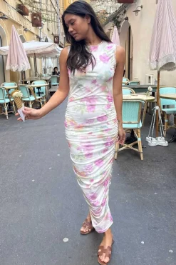 BYIC Miraic Mesh Dress A23631 Pink Flower Blush Print