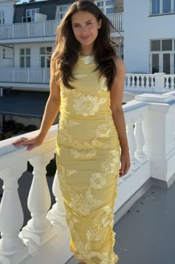 Outlet BYIC Miraic Mesh Dress A23766 Yellow Flower