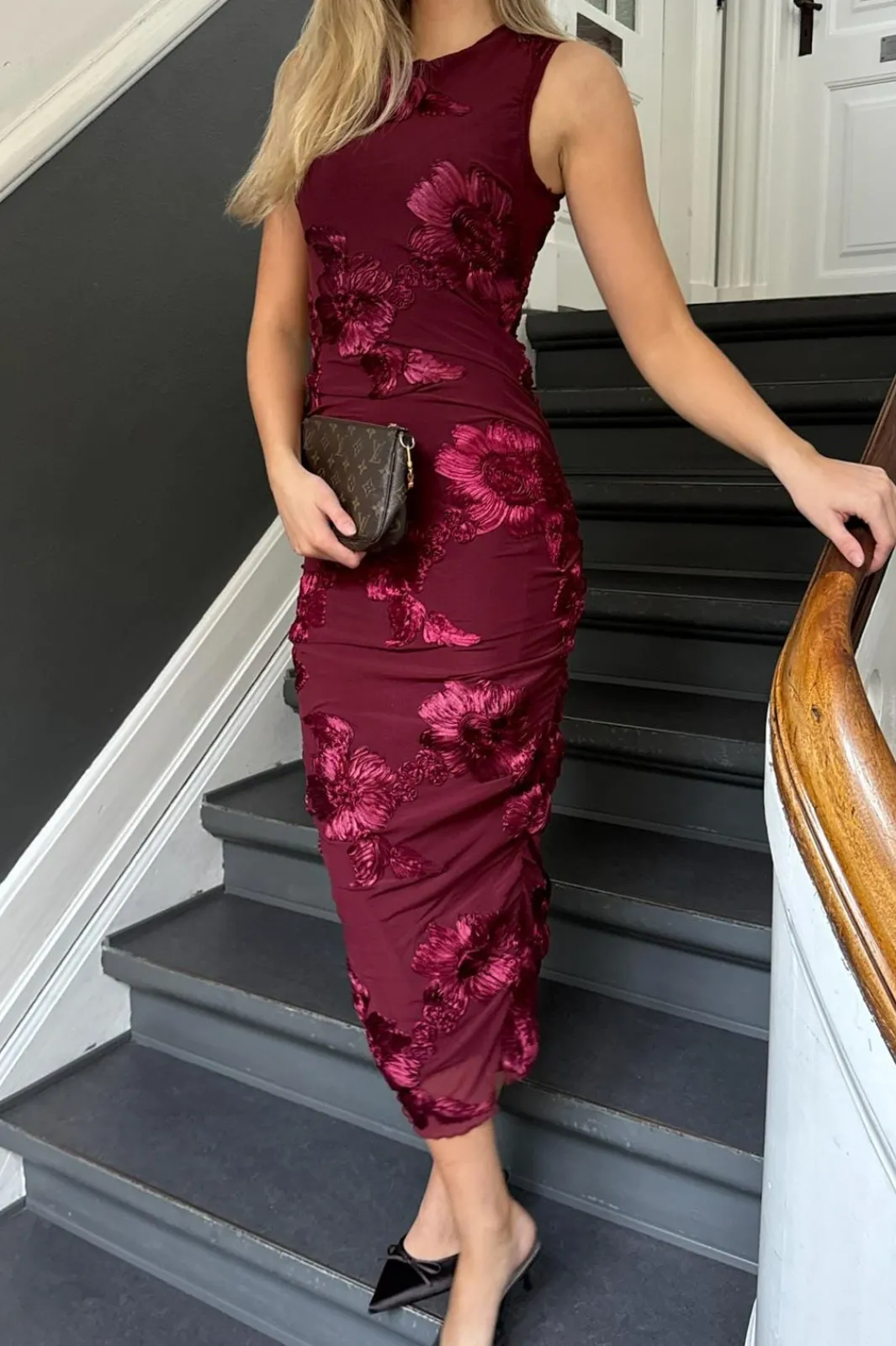 Discount BYIC Miraic Mesh Dress A23766 Bordeaux