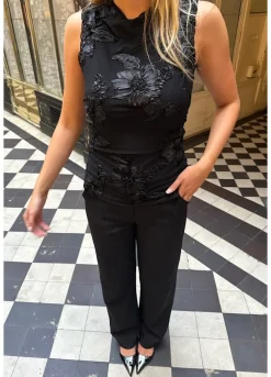 Discount BYIC Miraic Mesh Top A23927 Black Flower