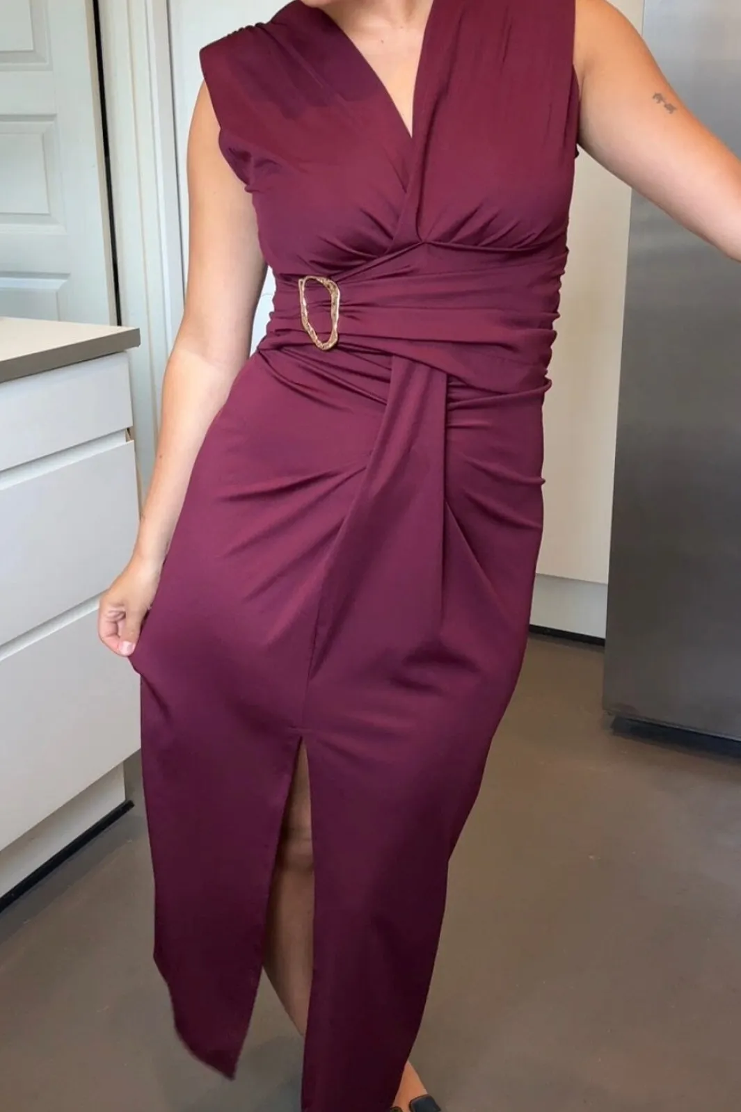 Online A-bee Mirella Dress Burgundy