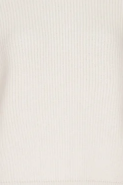 Hot Neo Noir Moana Solid Knit Blouse Off White