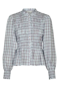 Online Neo Noir Mocca Smock Check Blouse 166900 145