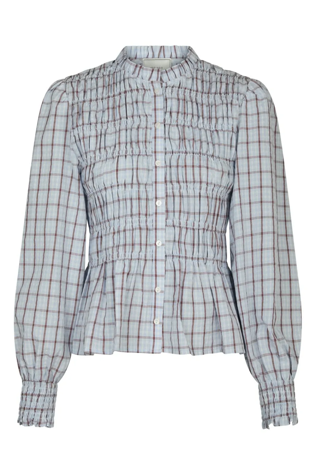 Online Neo Noir Mocca Smock Check Blouse 166900 145