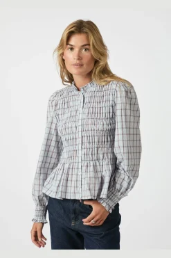 Online Neo Noir Mocca Smock Check Blouse 166900 145