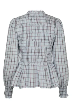 Online Neo Noir Mocca Smock Check Blouse 166900 145