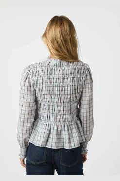 Online Neo Noir Mocca Smock Check Blouse 166900 145