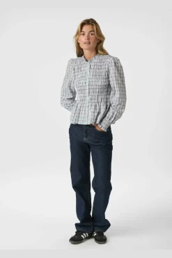 Online Neo Noir Mocca Smock Check Blouse 166900 145