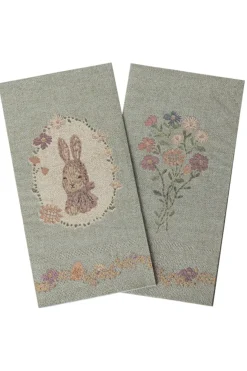 Hot Maileg Napkin, Lapin De Pâques Green/Rose