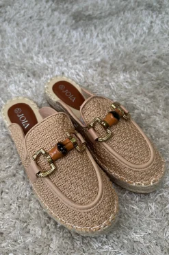 Clearance Bloom Narcissus Platform Mules Taupe