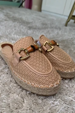 Clearance Bloom Narcissus Platform Mules Taupe
