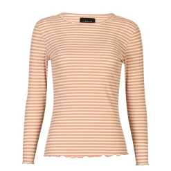 Sale Liberte Natalia Ls Round Neck Blouse 9914 Rose Creme Gold Stripe