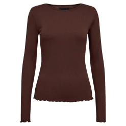 Hot Liberte Natalia Ls Round Neck Blouse Dark Brown