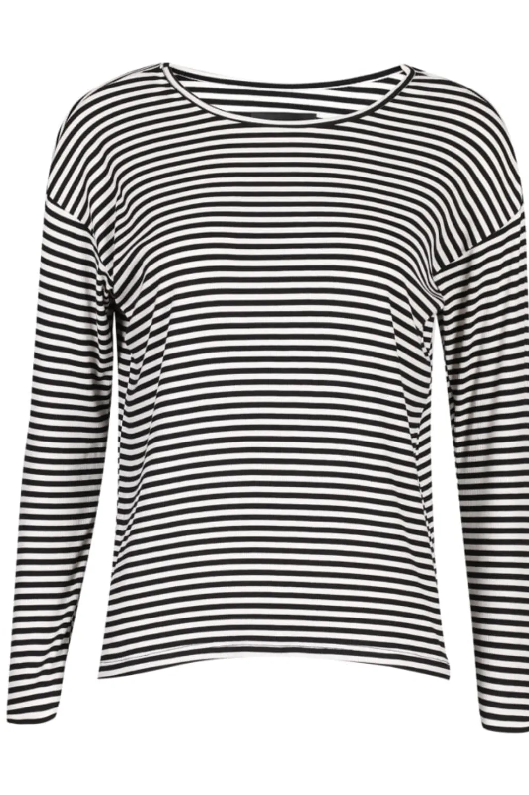 New Liberte Natalia-Ls-Boxy-Blouse Black Creme Small Stripe