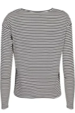 New Liberte Natalia-Ls-Boxy-Blouse Black Creme Small Stripe