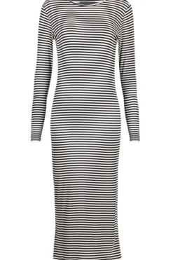 New Liberte Natalia-Ls-Dress Black Creme Small Stripe