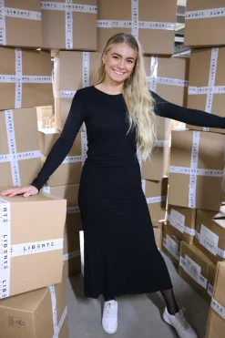 Discount Liberte Natalia-Ls-Long-Dress Black