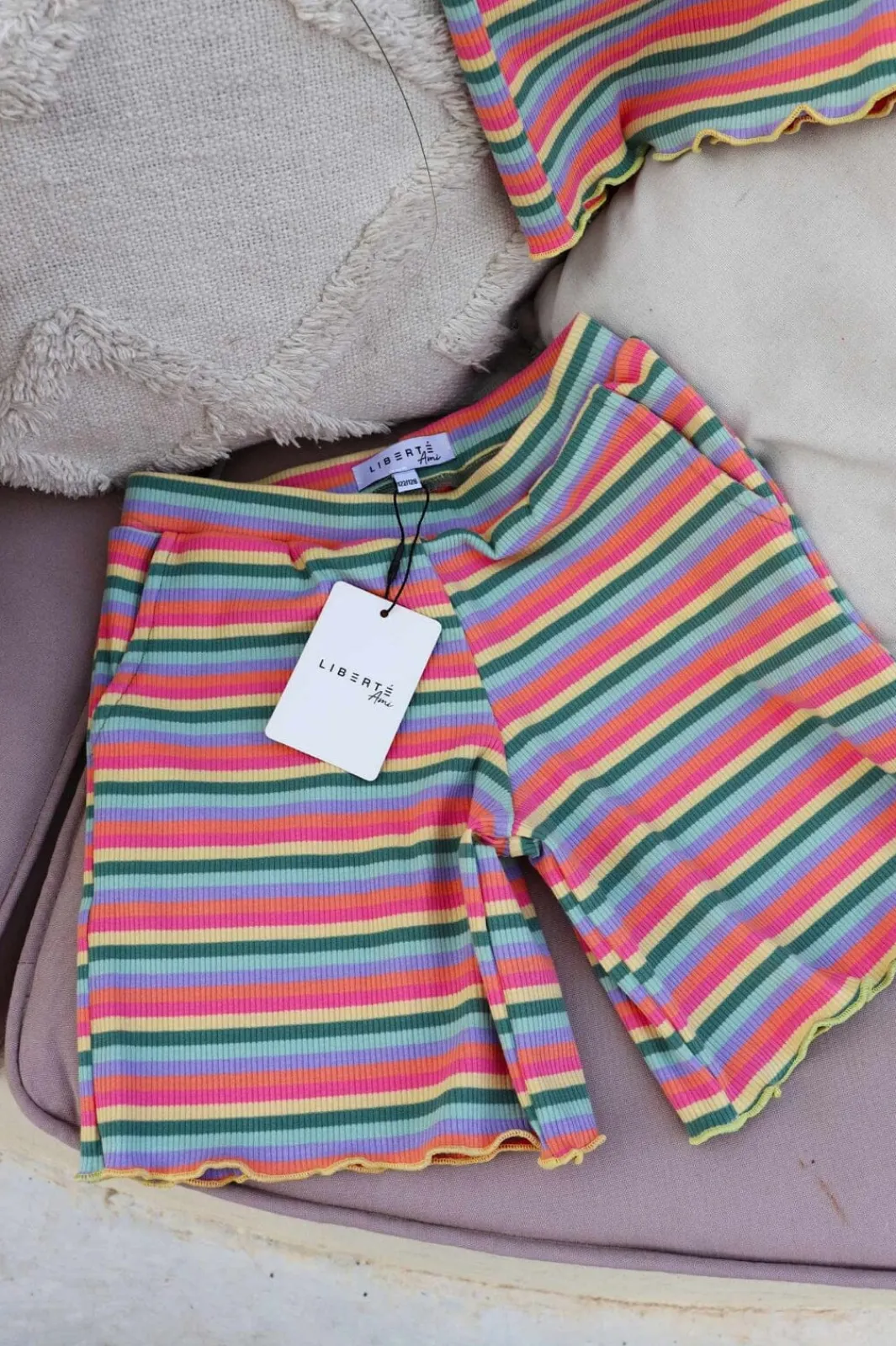 New Liberte Ami Natalia-Shorts-Kids 21234 Multi Orange Pink Stripe