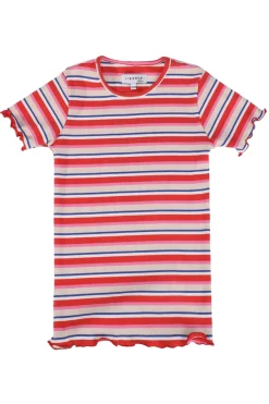Clearance Liberte Ami Natalia-Ss-Blouse-Kids 21067 Creme Orange Blue Stripe