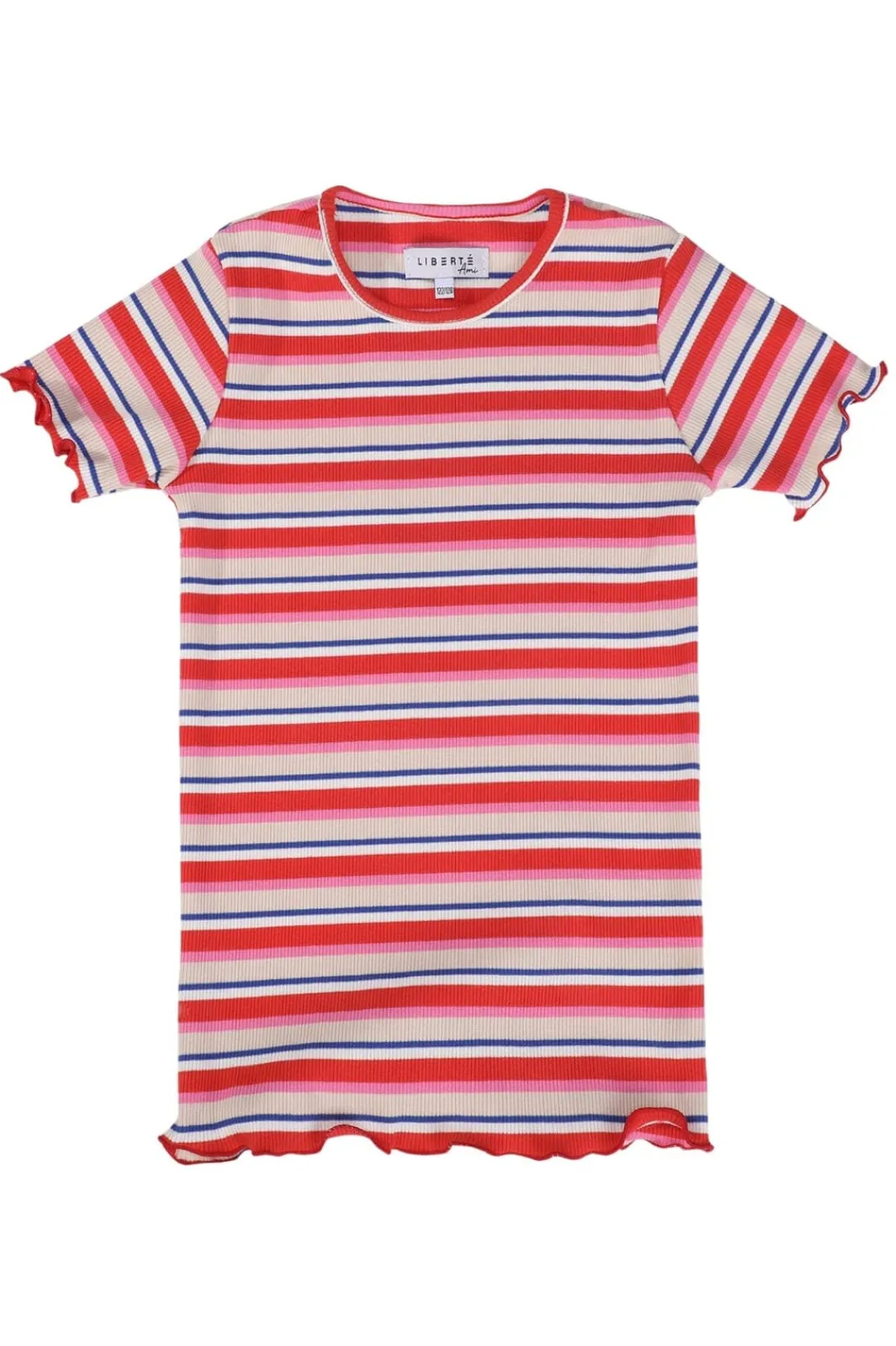 Clearance Liberte Ami Natalia-Ss-Blouse-Kids 21067 Creme Orange Blue Stripe