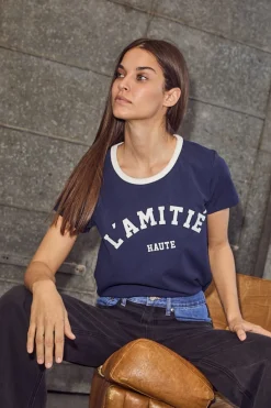 Haute L'Amitié Neckline Logo Tee HL10006 Navy/Off-White