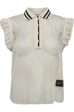 Haute L'Amitié Net Frill Polo Top HL10094 Off-White