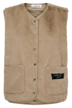 Online Haute L'Amitié New Fur Tech Vest HL10409 Beige