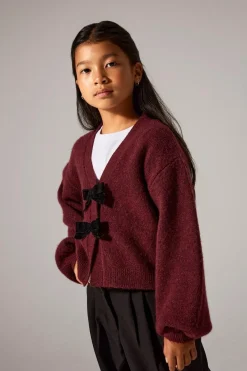 Outlet Name It Nkfrina Ls Knit Card 4881437 Burgundy Black Bow