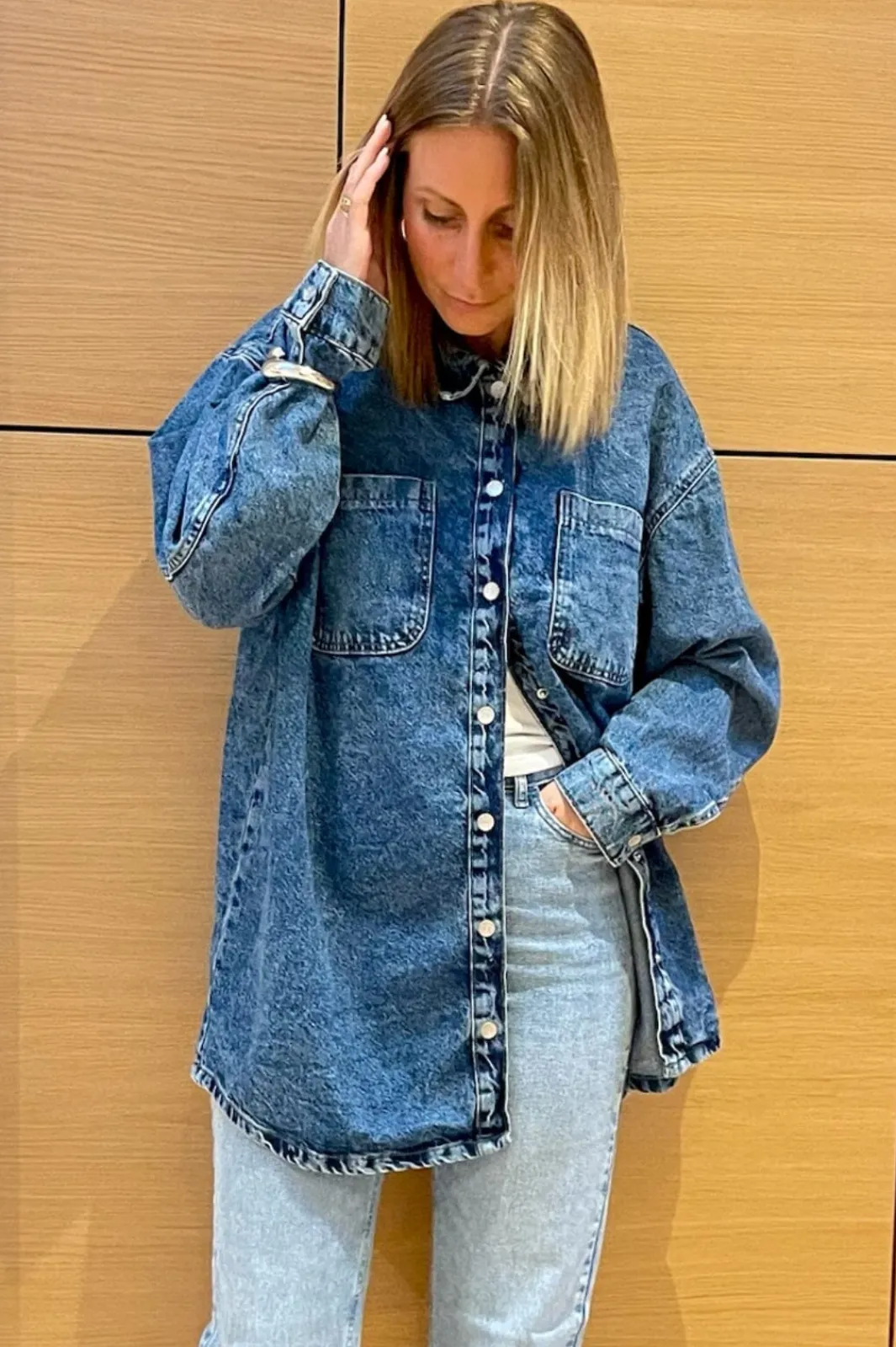 Hot Noisy May Nmalva L/S Denim Shacket Az351Mb 4418191 Medium Blue Denim