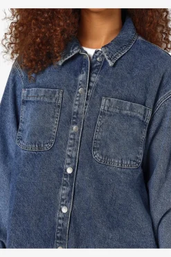 Hot Noisy May Nmalva L/S Denim Shacket Az351Mb 4418191 Medium Blue Denim